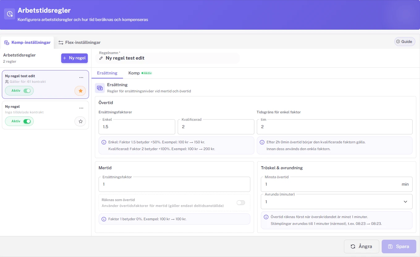 Compensation rule editor
